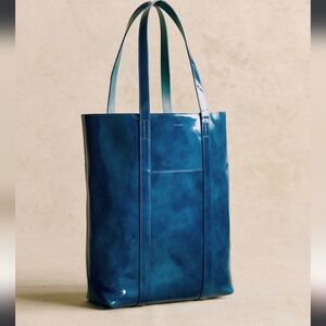 Sezane Le Tote Blue Patent NWT Le Cabas Bleu Vernis The Tote